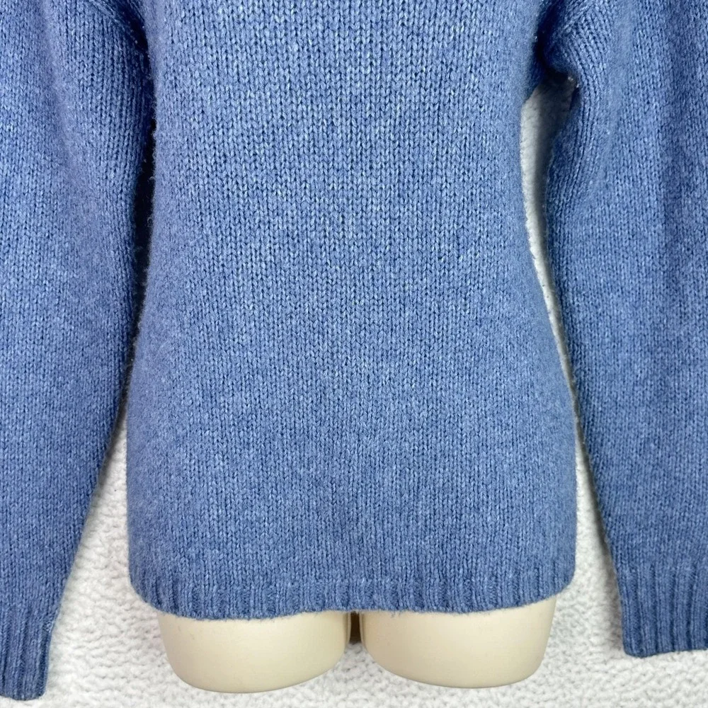 St Agni Wool Cashmere Sweater Open Back‎ Tie Mock Neck Blue XS Minimalist Luxury